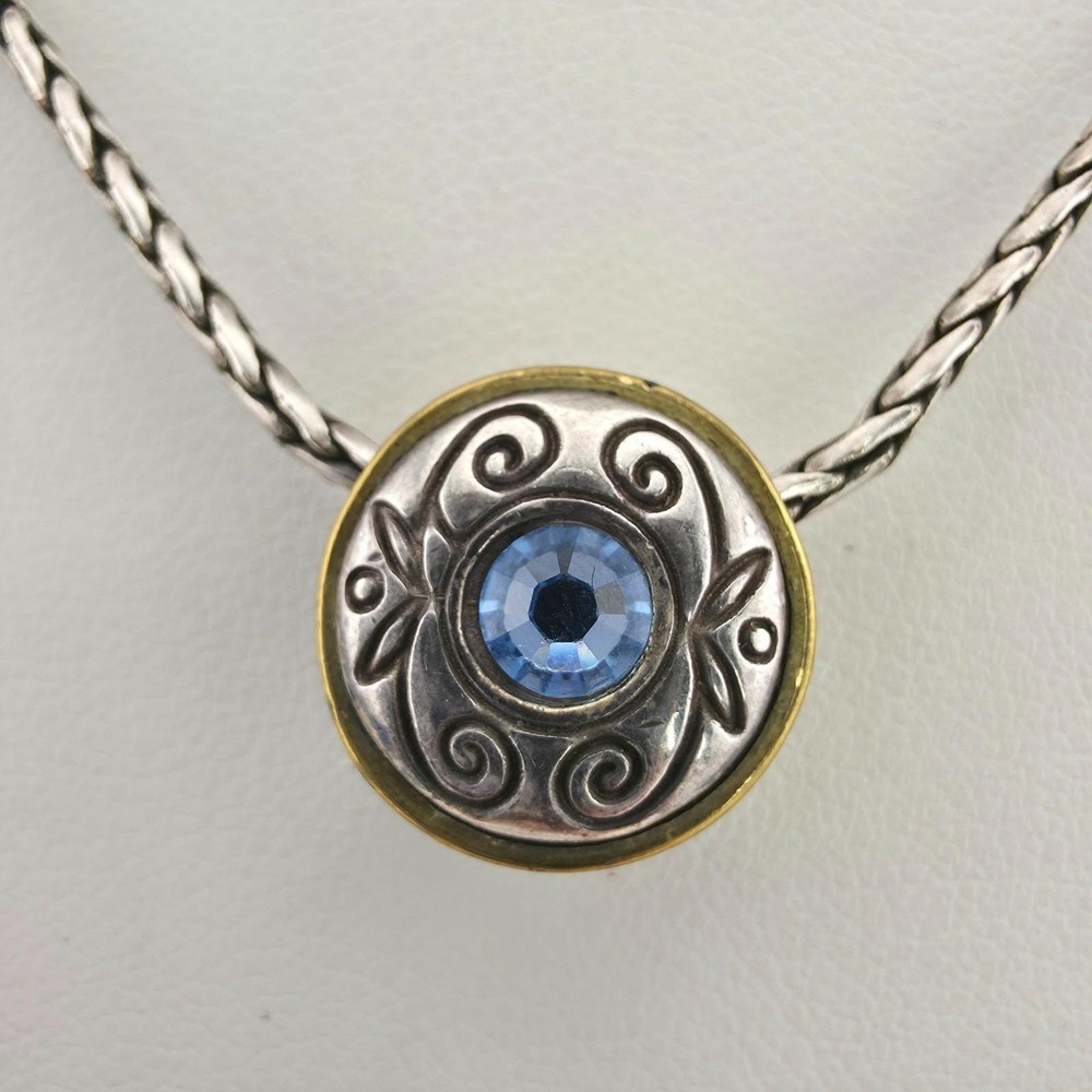 BRIGHTON Celestial Blue Necklace SWAROVSKI Crystal Reverse Gold Silver Pl. 18"